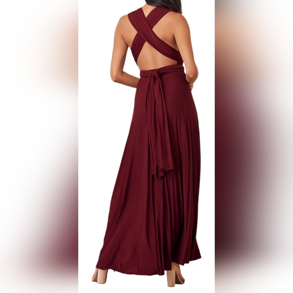 Tricks of the Trade Burgundy Convertible Maxi Dress - Picture 3 of 7